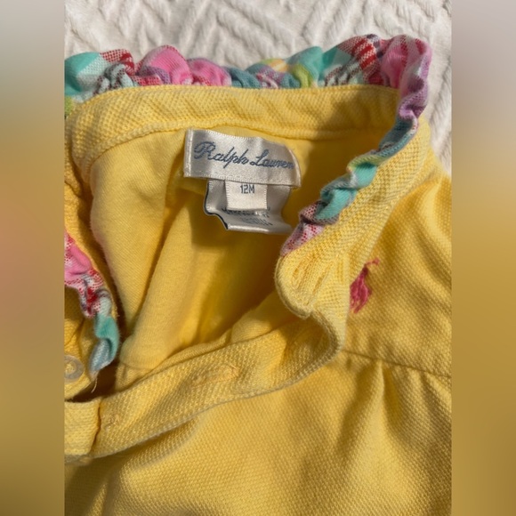 Ralph Lauren Polo Baby Girl Vintage Yellow Plaid Ruffle Bodysuit Size 12 Months - Picture 3 of 3